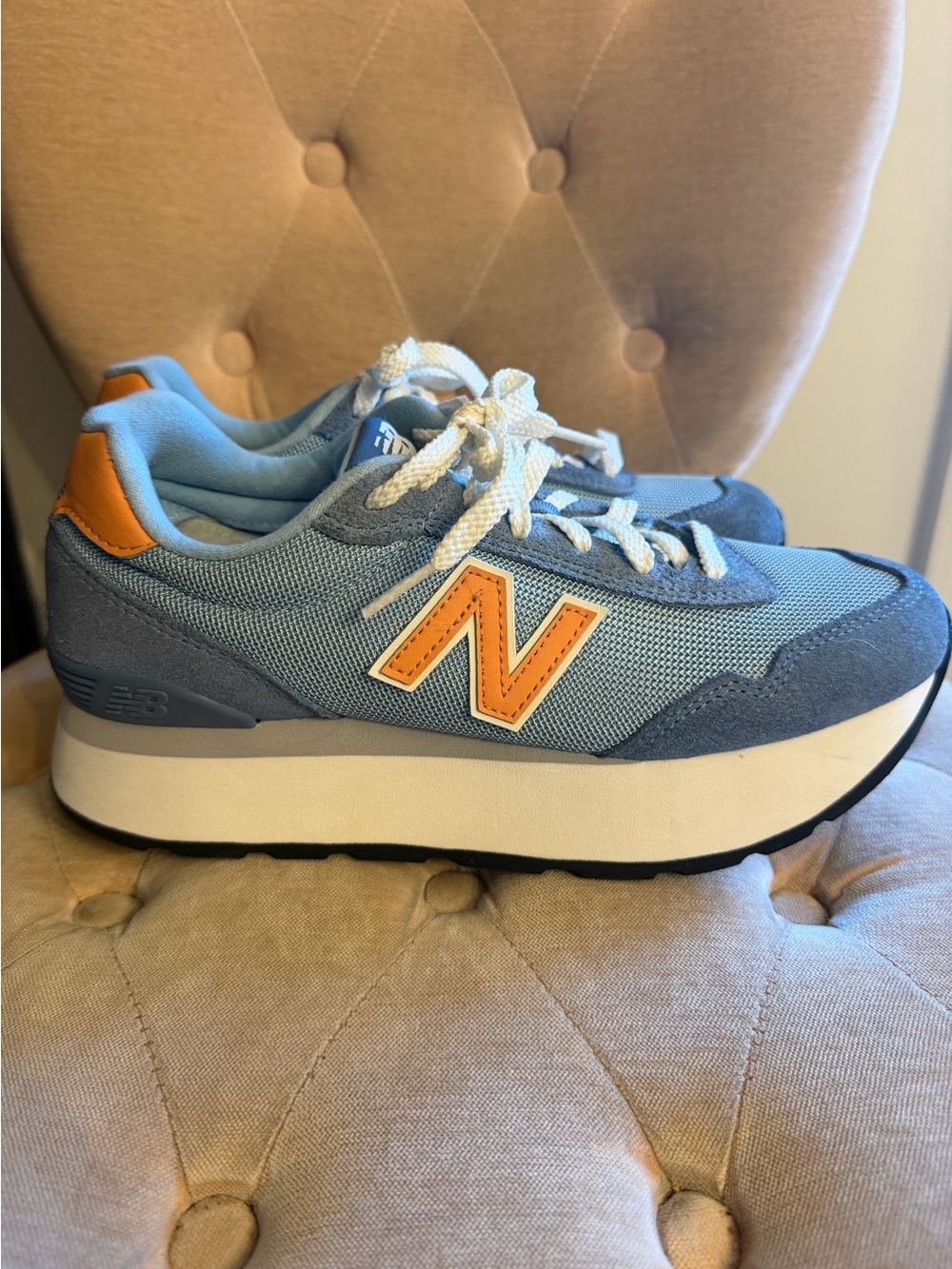 New Balance 515H Light Blue and Orange Platform Sneaker